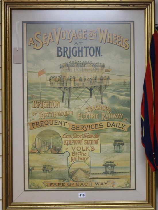 A colour print of a poster for Sea Voyage on Wheels at Brighton, 75 x 50cm